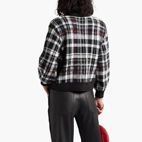 Alice + Olivia Freedom Checked Jacquard-knit Sweater - Picture 2 of 8